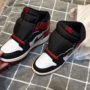 Nike Air Men's Black, Red, and White High-Top Sneakers